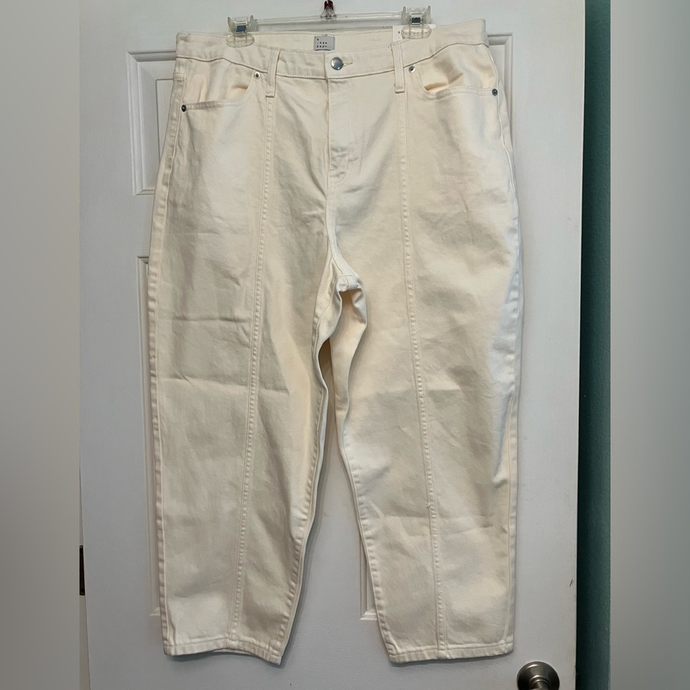 High rise cream pants.